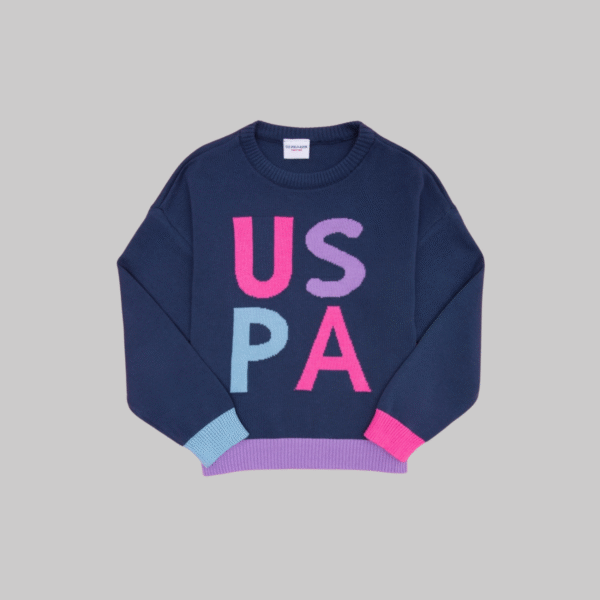 Girl's Indigo Crew Neck Sweater