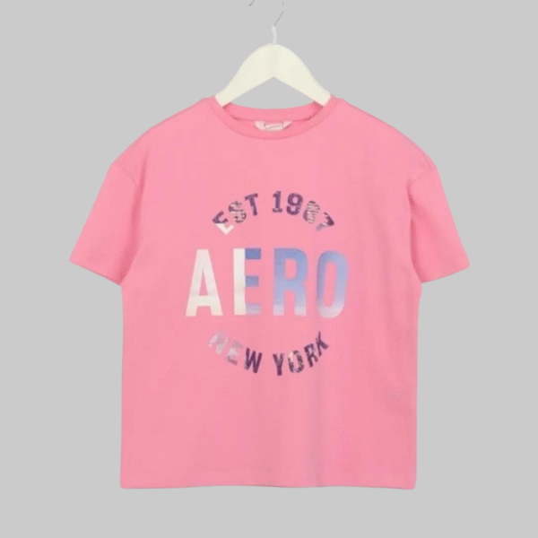 Aeropostale Pink Girl's Crew Neck Printed T-Shirt