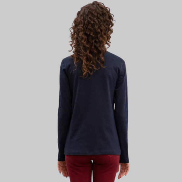 Women's Navy Blue Basic Polo Neck Sweatshirt