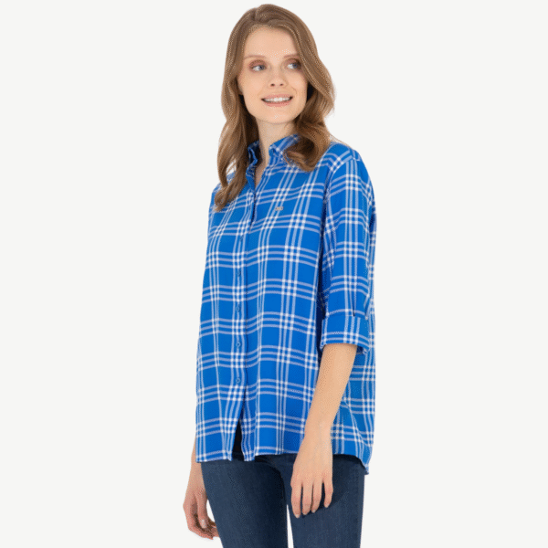 women's long sleeve blue shirt