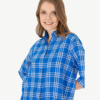 women's long sleeve blue shirt
