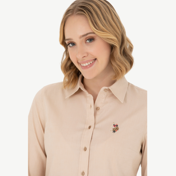 Women's Camel Long Sleeve Basic Shirt