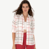 Women's White Shirt With Red And Green Stripes