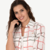 Women's White Shirt With Red And Green Stripes