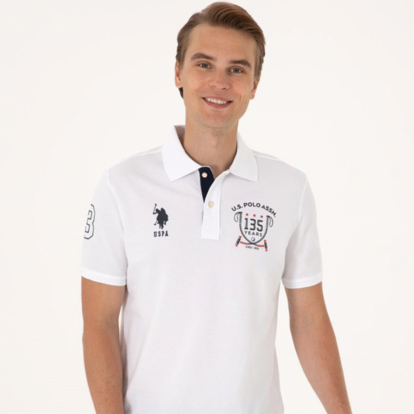 Men's Regular Fit White Polo Collar T-Shirt