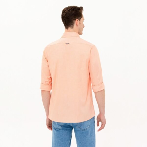U.S. Polo Assn. Plain Button Down Collar Long Sleeves Casual Orange Shirt