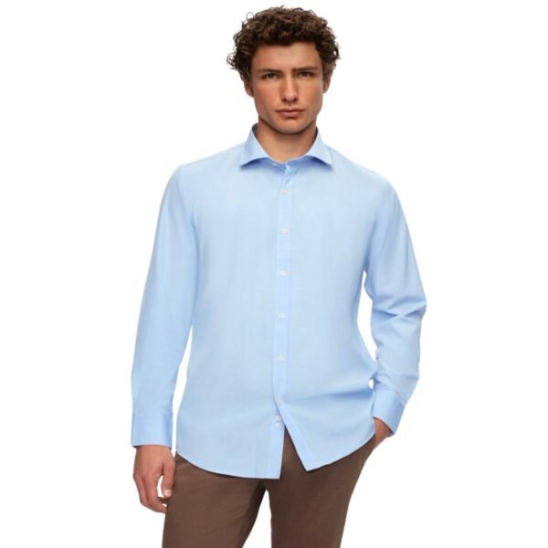 Slim Fit Blue Classic Tie Collar Long Sleeve