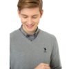 Men's Gray  V-Neck Basic Sweater