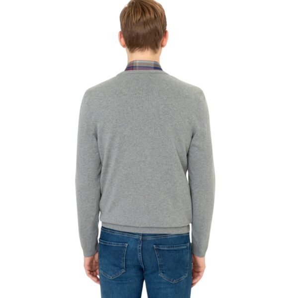 Men's Gray  V-Neck Basic Sweater