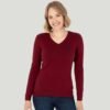 Woman’s Claret Red V-Neck Basic Sweater