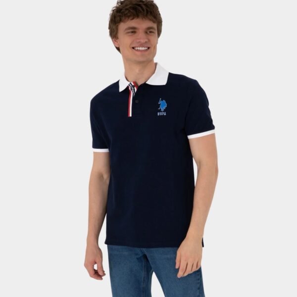 website-1-10 Men’s Regular Fit Navy Blue Polo Neck T-Shirt