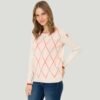 Women's Cream Melange Crew Neck Knitwear Pullover