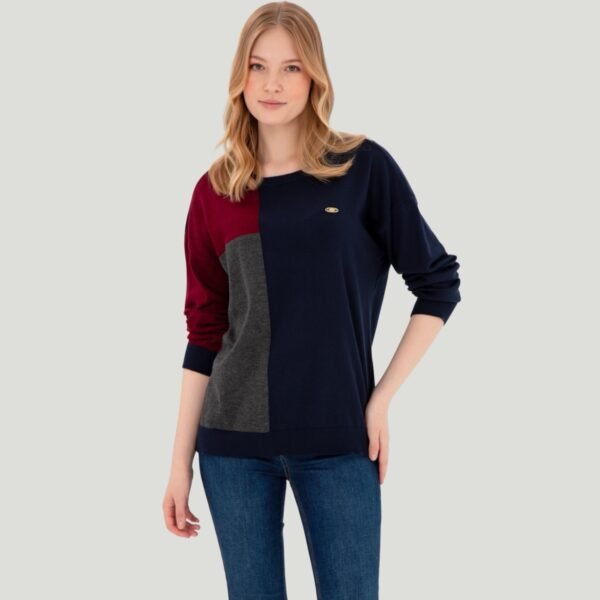 Women's Navy Blue Crew Neck Pullover