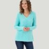Women's Water Green V Neck Pullover