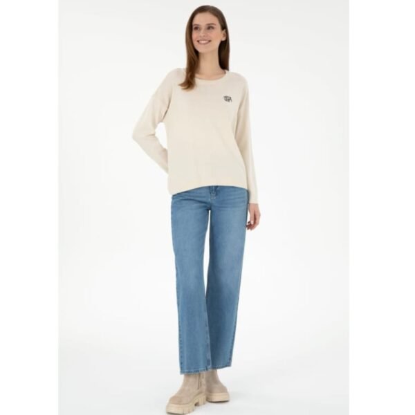 Women's Cream Melange Crew Neck Sweater