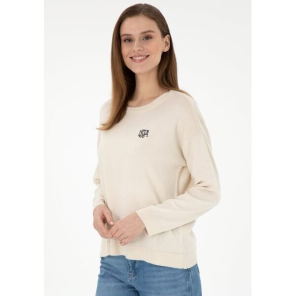 Women's Cream Melange Crew Neck Sweater