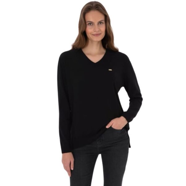 Women's Black V Neck Basic Sweater