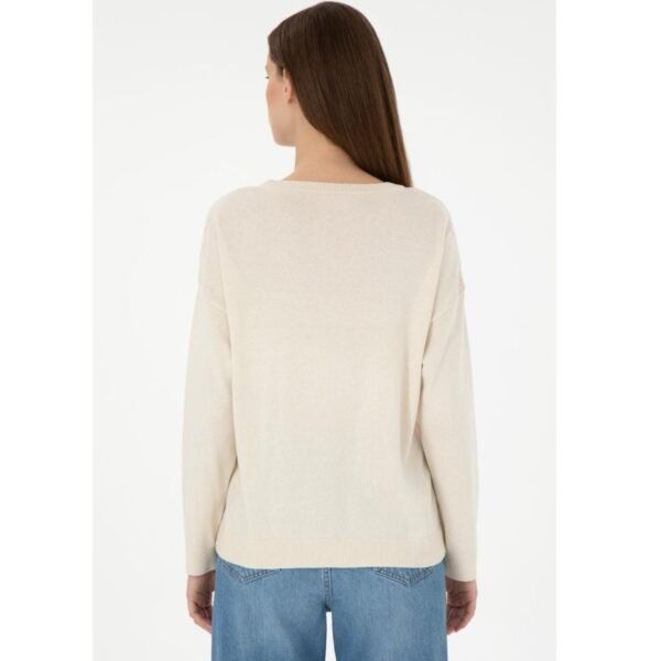 Women's Cream Melange Crew Neck Sweater
