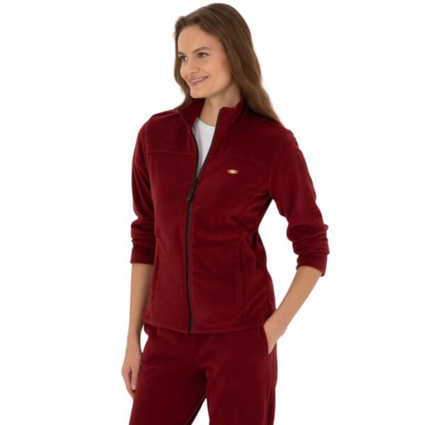 Women's Burgundy Collar Fleece Sweatshirt