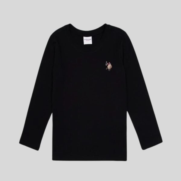 Girls' Black Crew Neck Basic