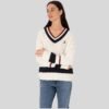 Women's Cream V-Neck Sweater