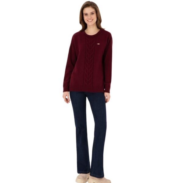 Women's Burgundy Crew Neck Pullover