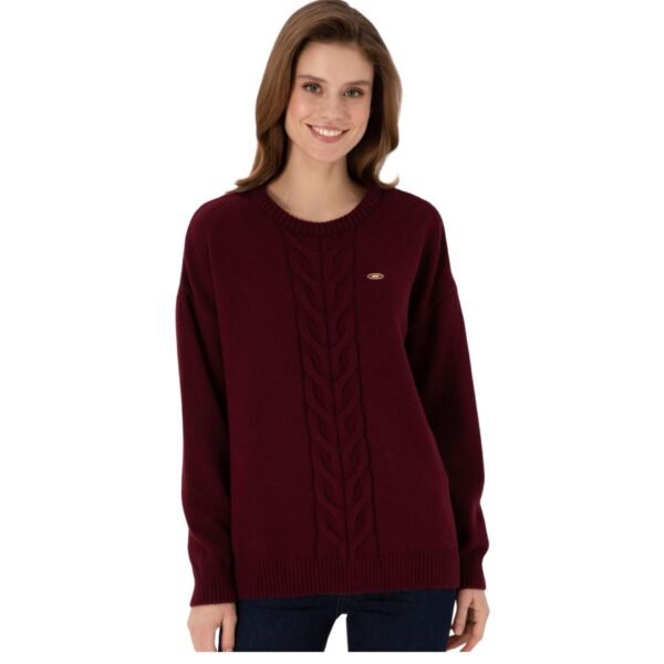 Women's Burgundy Crew Neck Pullover