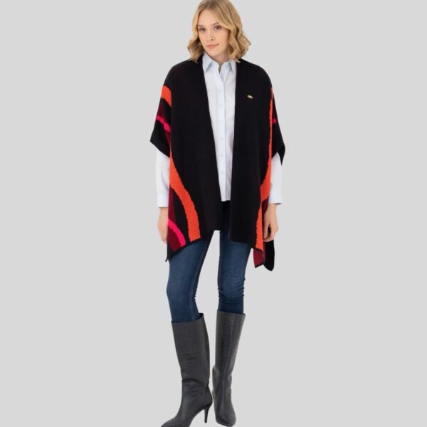 Women's Navy Blue Knitted Poncho