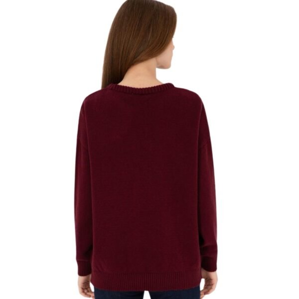 Women's Burgundy Crew Neck Pullover