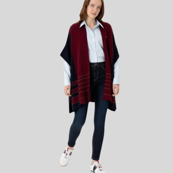 Women's Navy Blue Knitted Poncho