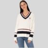 Women's Cream V-Neck Sweater