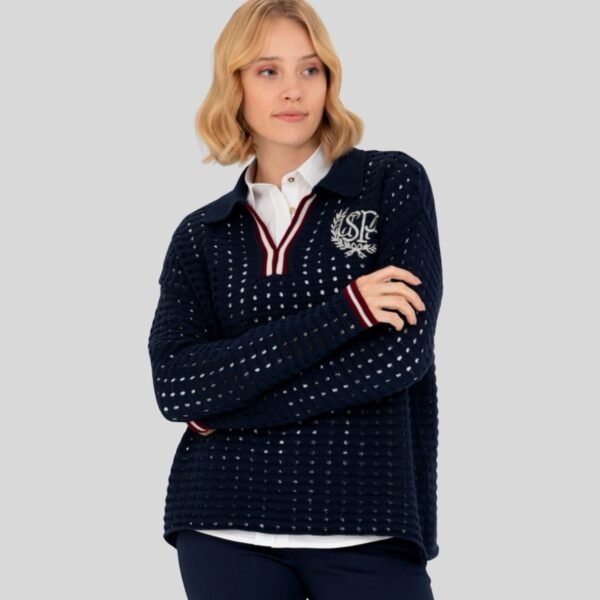 Women's Navy V-Neck Pullover