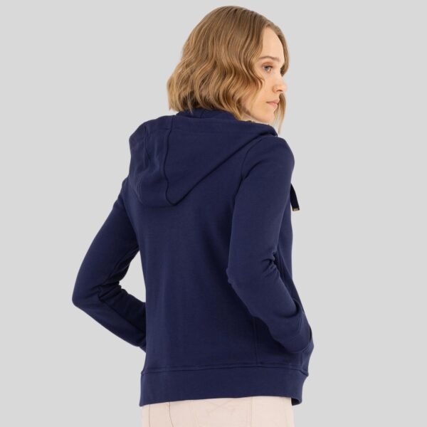 Women's Navy Hooded Zip-Up Basic Sweatshirt