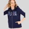 Women's Navy Hooded Zip-Up Basic Sweatshirt