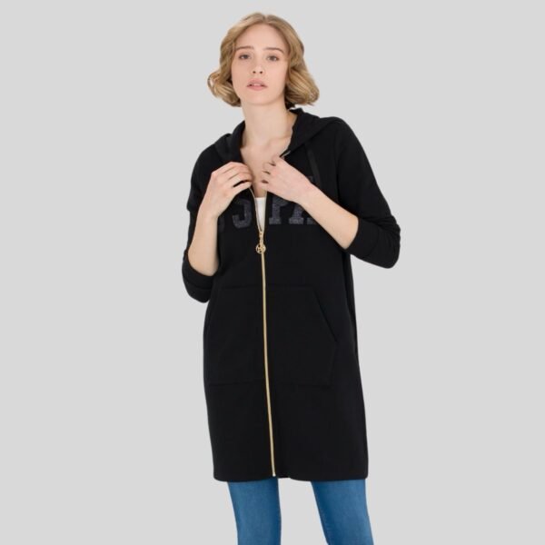 Women's Black Zip-Up Sweatshirt