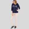 Women's Navy Hooded Zip-Up Basic Sweatshirt