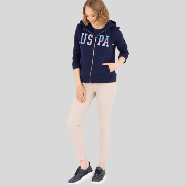 Women's Navy Hooded Zip-Up Basic Sweatshirt
