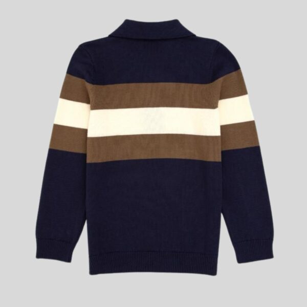 Boys' Navy Blue Polo Collar Half-Zip Sweater