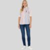 Women's Red Long-Sleeve Striped Shirt