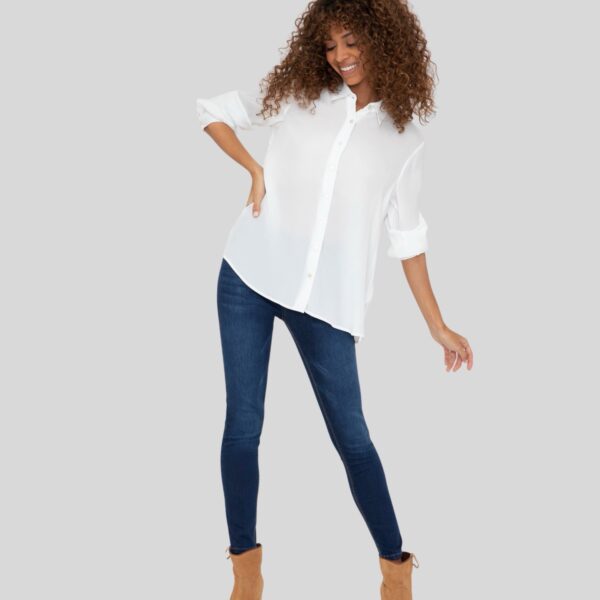 Women's Cream Long-Sleeve Tunic Shirt