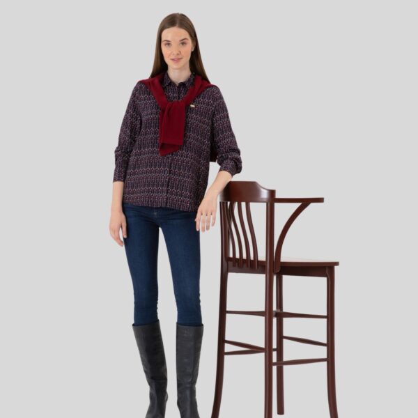 Women's Navy Blue Long-Sleeve Shirt