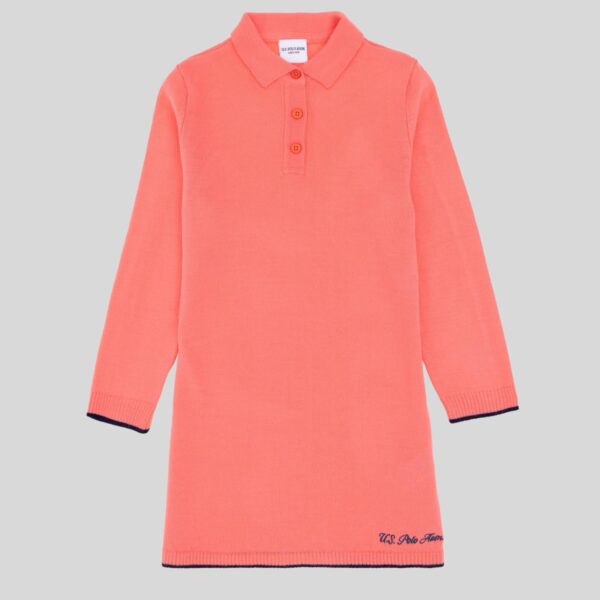Girls' Pomegranate Blossom Polo Collar Knit Dress