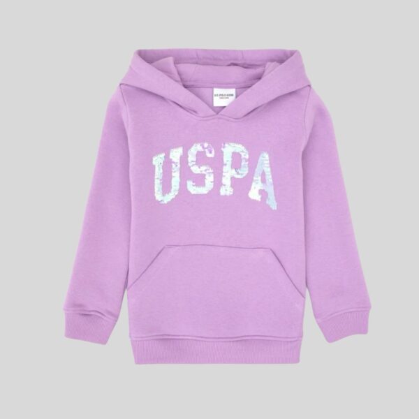 Girls Lilac Hooded Basic Sweatshirt