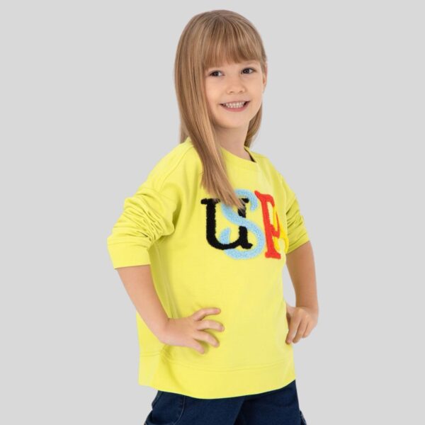 Girls' Pistachio Green Crew Neck Sweatshirt