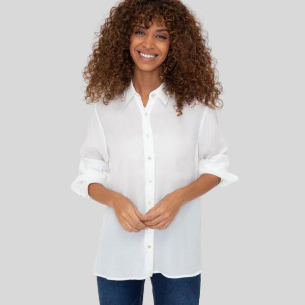 Women's Cream Long-Sleeve Tunic Shirt