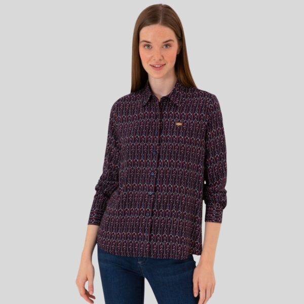 Women's Navy Blue Long-Sleeve Shirt