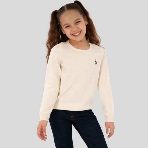 Girls cream crew Neck Basic sweater