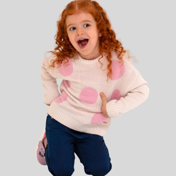 Girls' Cream Crew Neck Sweater