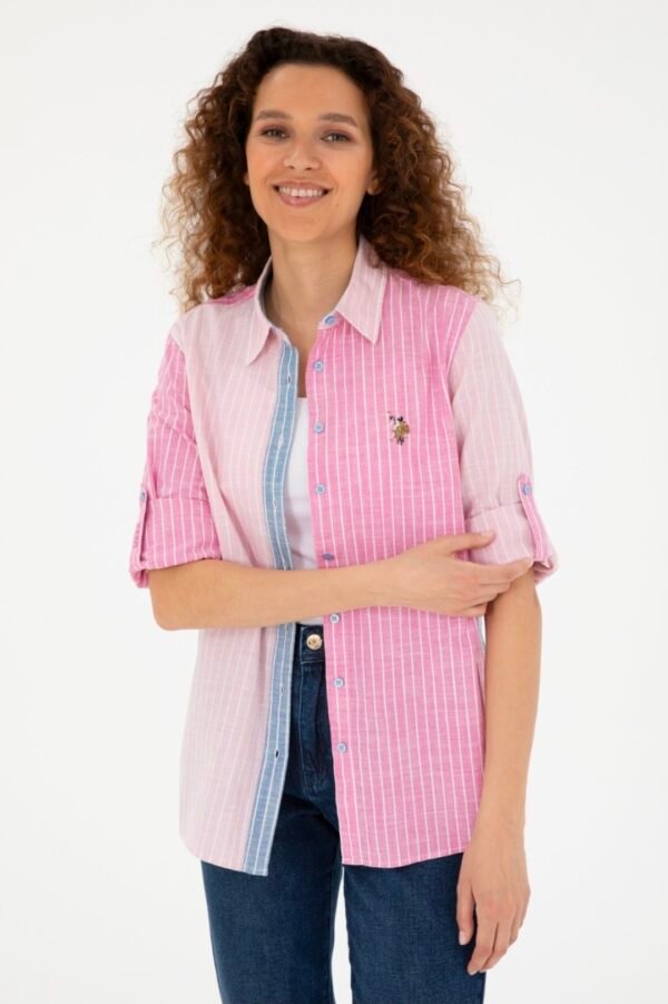 USPA Women's Pink Long Sleeve Shirt