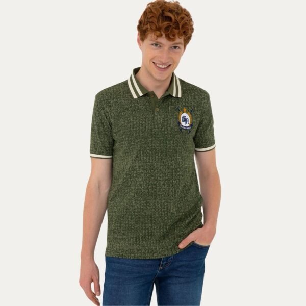 Men's Khaki Polo Collar T-Shirt